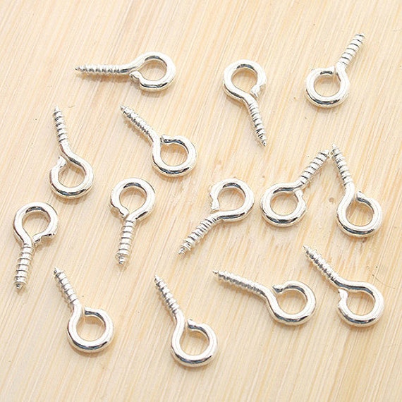 100pcs Mini Silver Tone Screw Eye Pins Findings for Jewelry