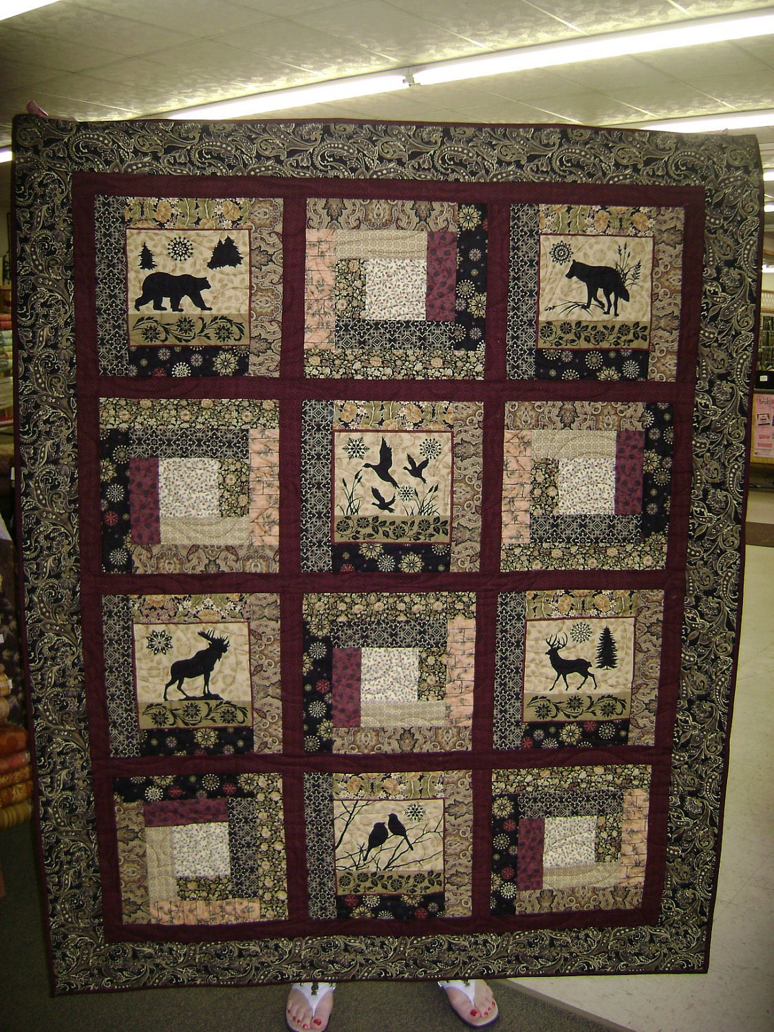 NORTHWOODS Theme Quilt Wall Hanging by Elly's Yarn and