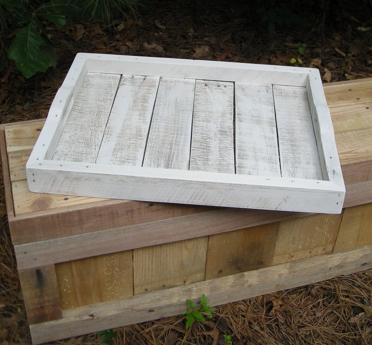 Large White Serving Tray from Reclaimed Wood by LooneyBinTradingCo