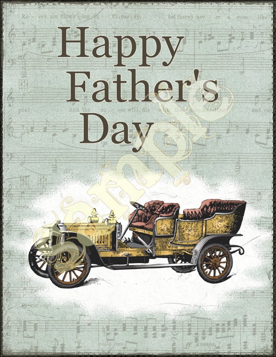 Items similar to FATHER'S DAY CARD Printable Vintage Auto Car Happy