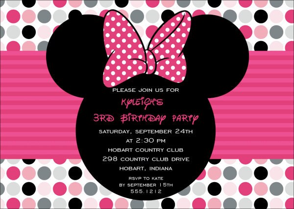 Minnie Mouse Ears Invitations 1