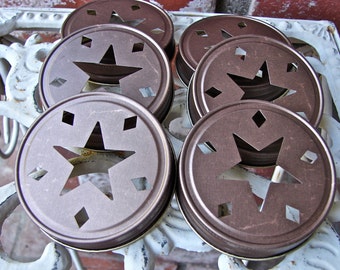 Star Mason Jar Lids - Bronze 6 Lids Only--SC6