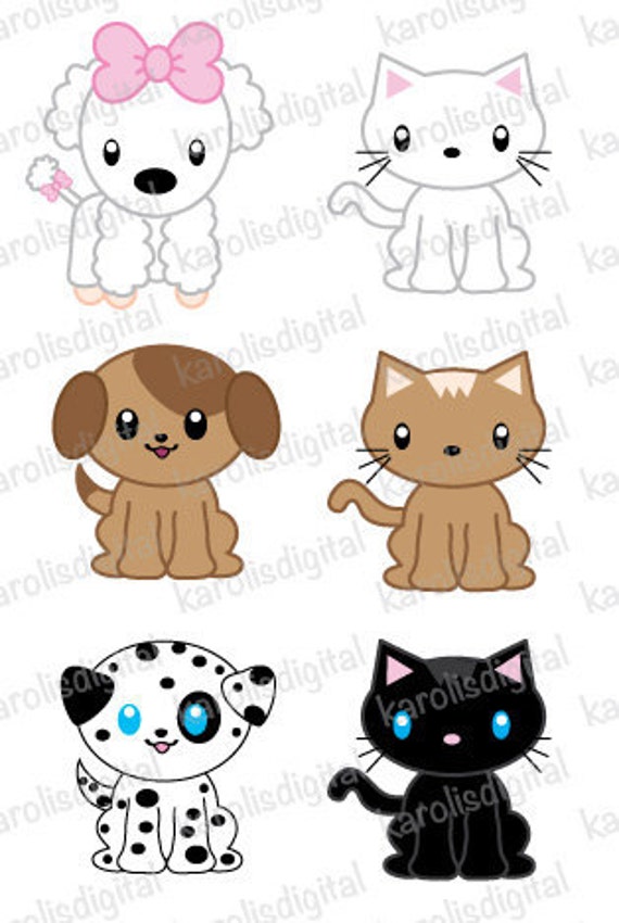 Cute pets dog and cat clipart