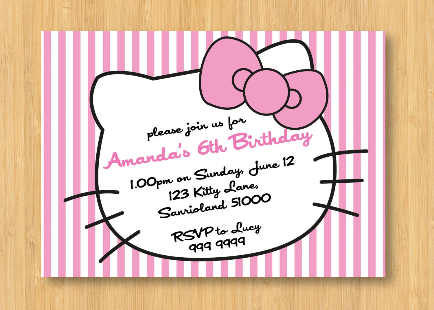 Hello Kitty Printable Birthday Party Invitation