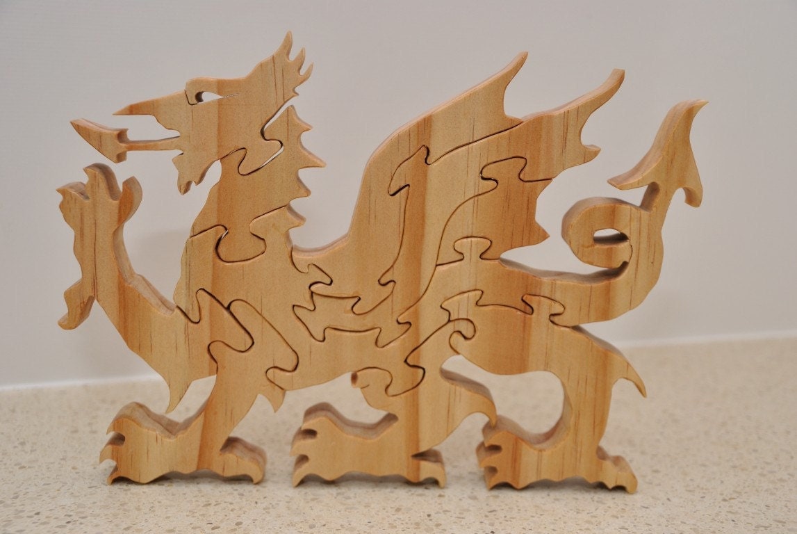 Wooden Welsh Dragon jigsaw puzzle by TwoTeesTrading on Etsy