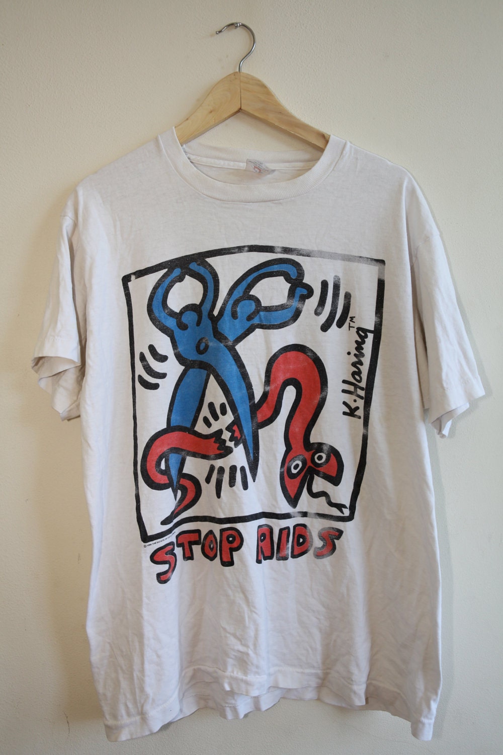 Original Keith Haring Stop Aids T Shirt 1990