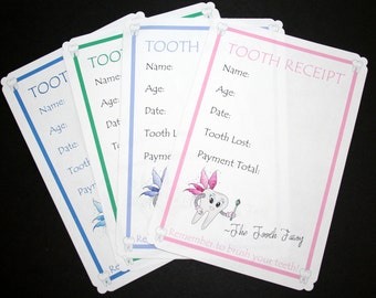 Tooth Fairy Receipt Cards - A keepsake from the Tooth Fairy