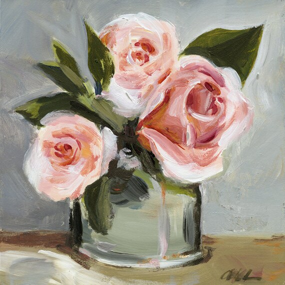 Original Painting Still Life Flowers Roses