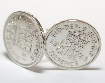 1943 Sixpence Cufflinks 74th birthday. Original sixpence coins Great gift from 1943 74th