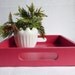 Raspberry Pink Wood Square Serving Tray 12 x 12 home decor for coffee table organization entertaining