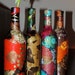 Colorful Lokta Paper Decoupage on Wine Bottle, Collage on Vase