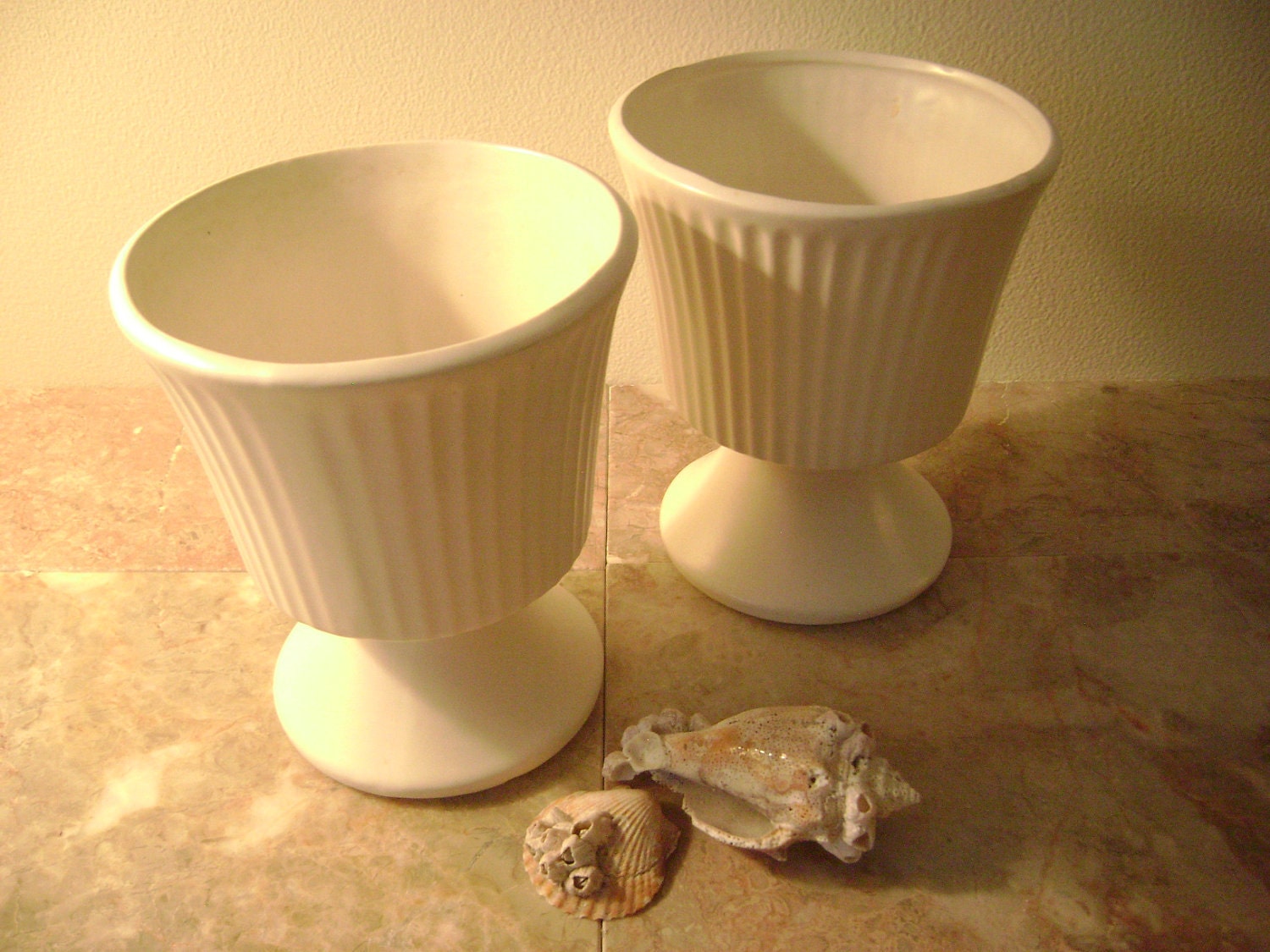 Classic Matte White Art Pottery McCoy Floraline 473 Pair of