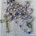 Unbreakable Sacred Heart Rosary - violet freshwater pearls