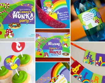 Willy Wonka Birthday Party Theme - Instantly Downloadable and Editable File - Personalize and Print at home with Adobe Reader