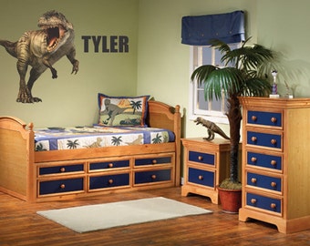 Dinosaur Wall Decal - T-Rex with Custom Name