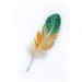 Watercolor painting-Watercolor feather-Art painting feather-Feather in green and yellow