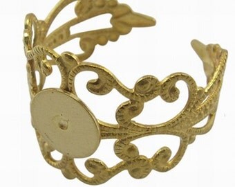 Brass Filigree Adjustable Ring Blank Base