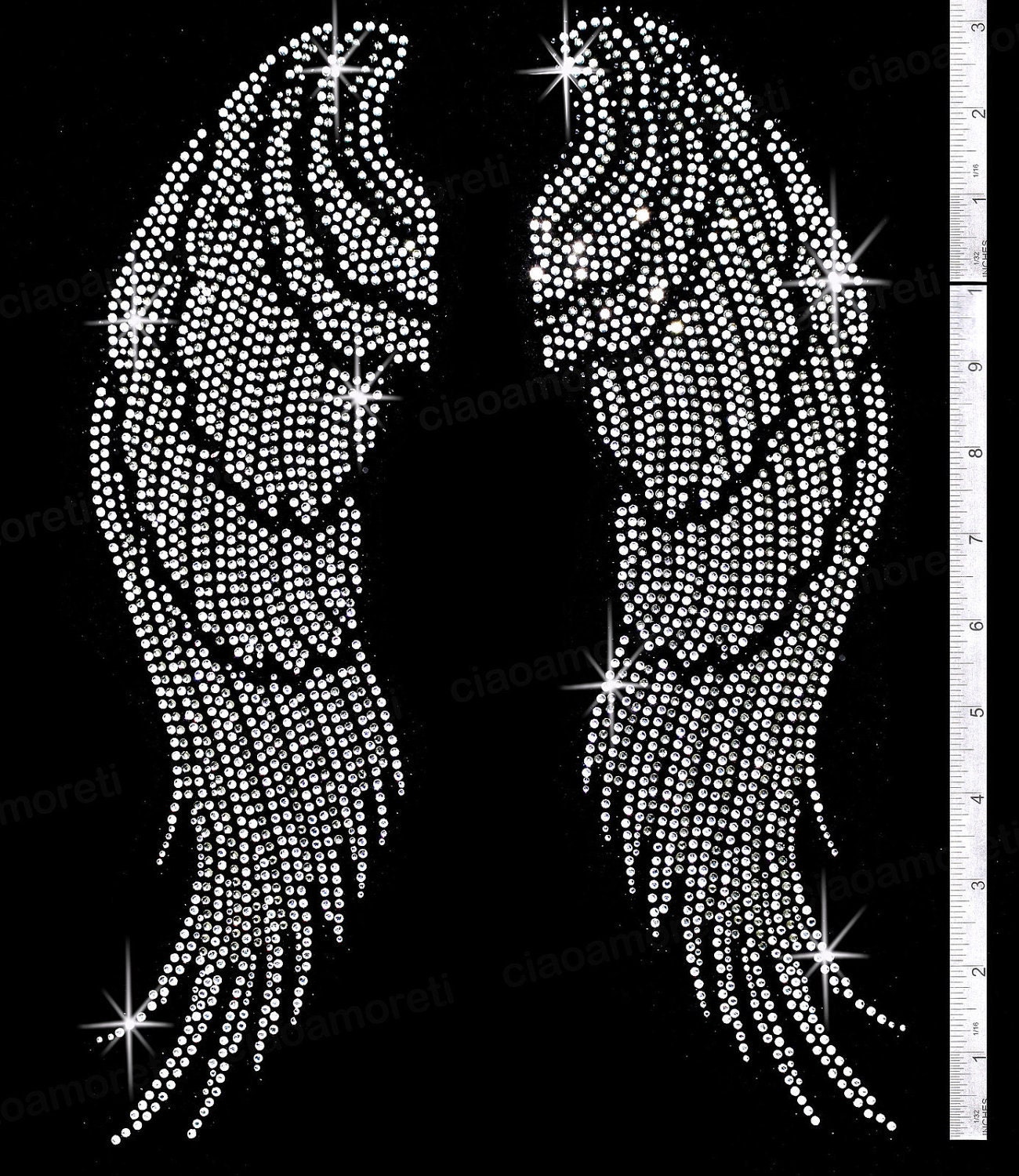 Large angel wing rhinestone iron on hotfix transfer bling DIY