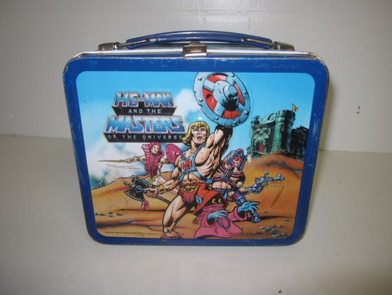 1984 He-Man Metal Lunch Box with Thermos Masters of the