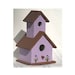 birdhouse wooden hand painted purple brown iris