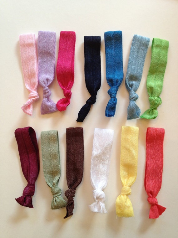 Items similar to elastic hair ties . set of 12 . assorted colors on Etsy