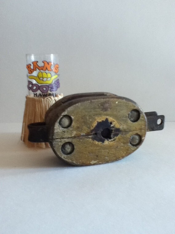 Vintage Metal & Wood Pulley