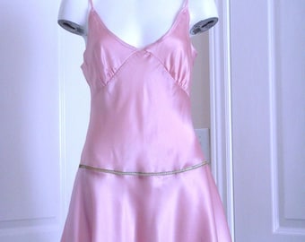 Silk Pink Negligee with flared skirt