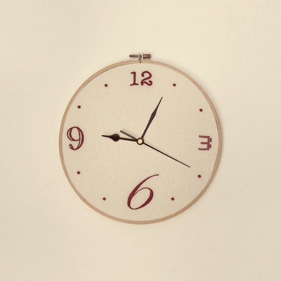 Contemporary Embroidery Personalized Wall Clock. Embroidery