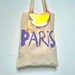Paris TOTE Bag - French - Natural/Purple - Eco - Eiffel Tower - Banana Purse