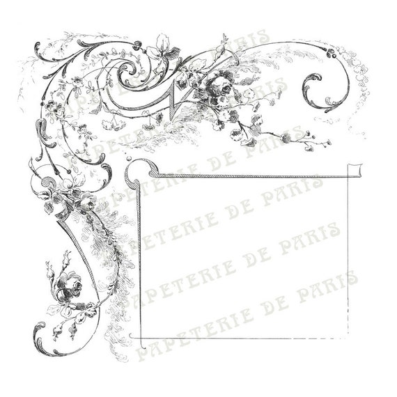 Vintage french frame pattern digital collage sheet Digital