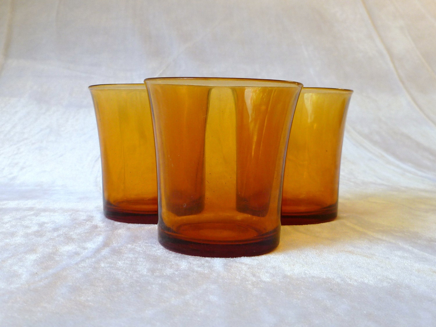 Duralex Amber Juice Glasses Vintage French 1970s Set Of 