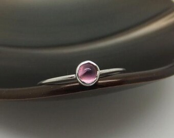 Pink Tourmaline Ring, Pink Stone Ring, October Birthstone Ring, Barely There Ring, Sterling Silver Ring, Minimalist Ring, Stackable Ring