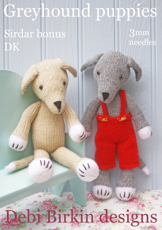 greyhound dog puppy in removeable dungarees PDF email knitting