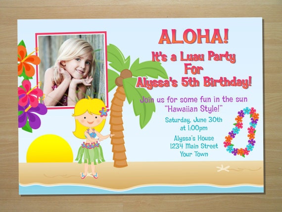 Hula Party Invitations Girl 9