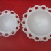 RESERVED FOR ELLIE - Lace Edge Milk Glass Pedestal Bowls Anchor Hocking Compotes 1960's