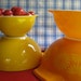 Pyrex Orange Yellow Daisy Mixing Bowl Set 1960's