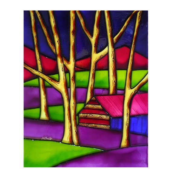 Items similar to Countryside 1 Original Glass Painting. Landscape
