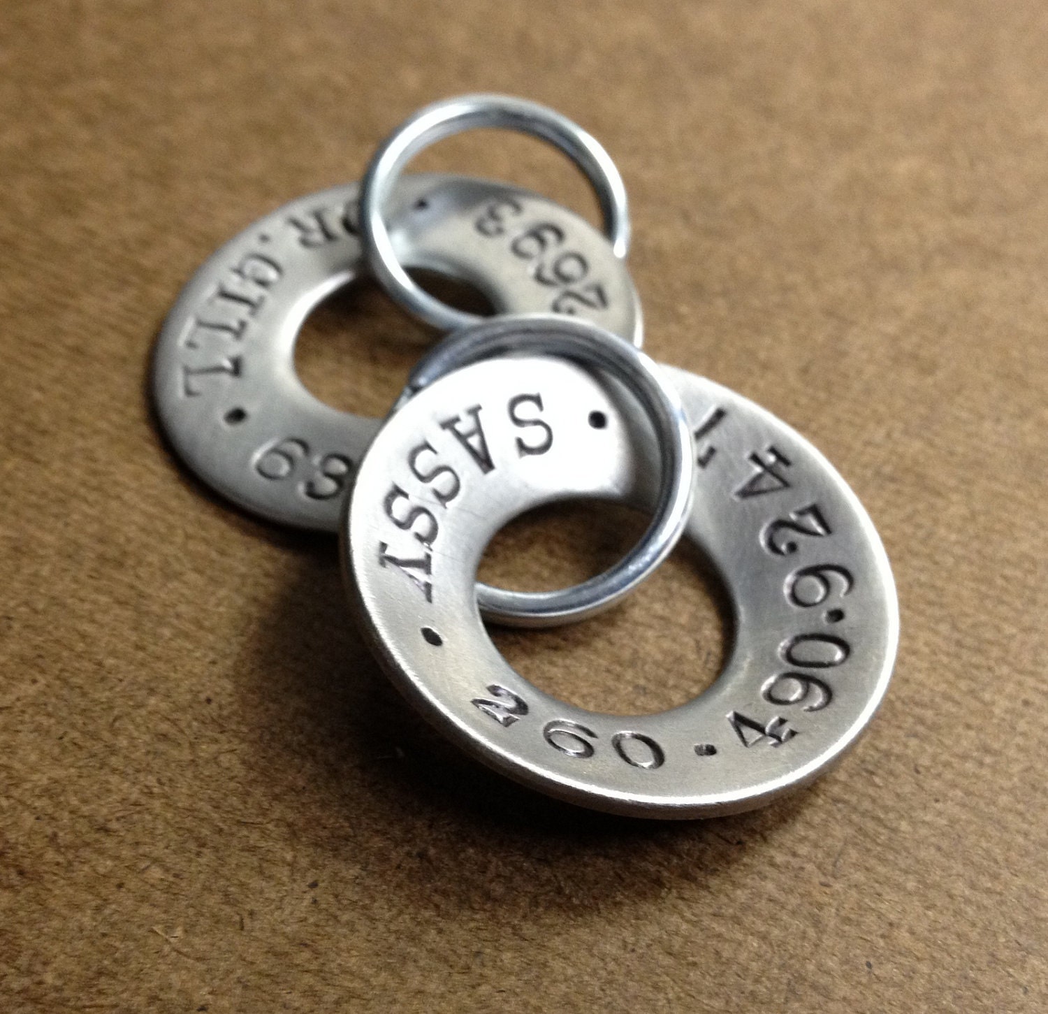 Hand Stamped Dog Tags Made to Order 11/4 Brushed