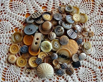 Vintage Buttons Various Sizes and Materials