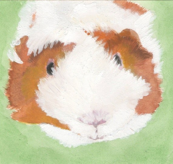 Original Guinea pig watercolour and acrylic painting