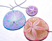 CAROUSEL Set of 3 Painted California Sand Dollar Ornaments