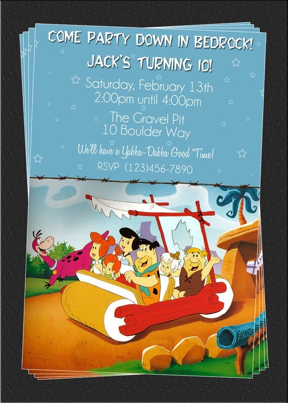 Custom Flintstones Birthday Party Invitations // DIY Printable