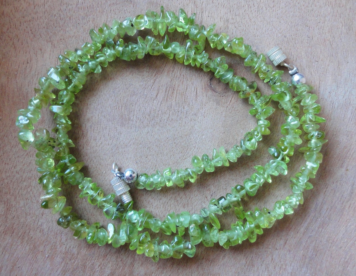 Natural Stone Necklace Green Olivine from Lanzarote