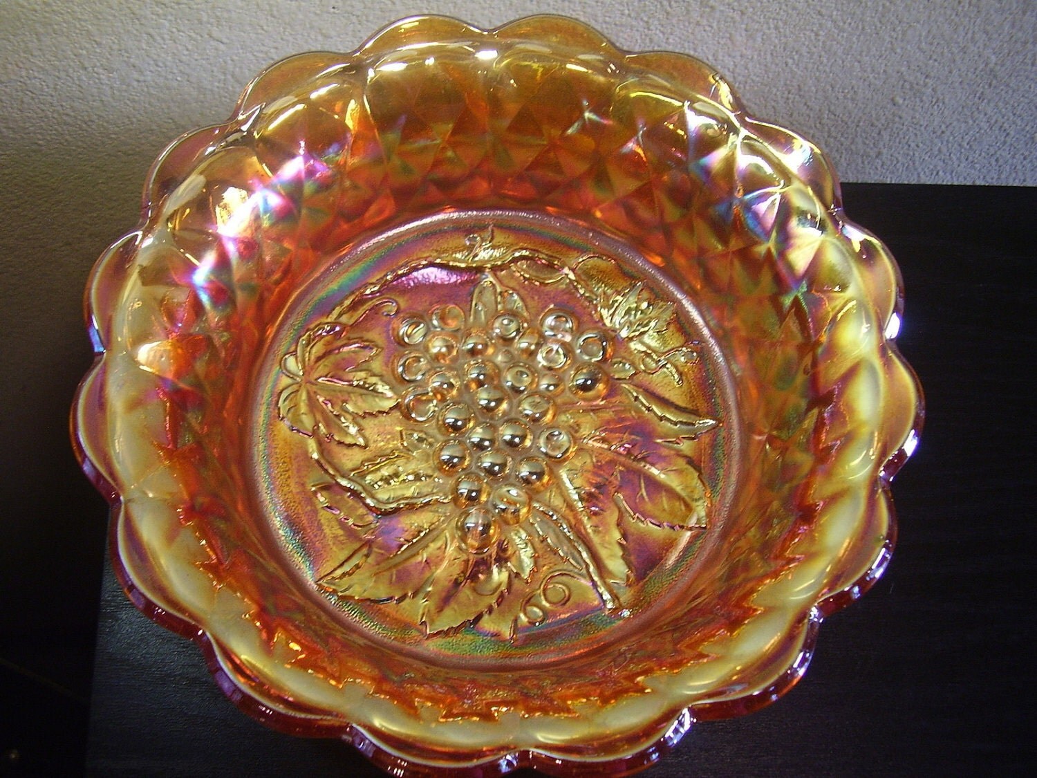 vintage imperial carnival glass heavy grape by griffstreasures vintage imperial carnival glass heavy grape by griffstreasures