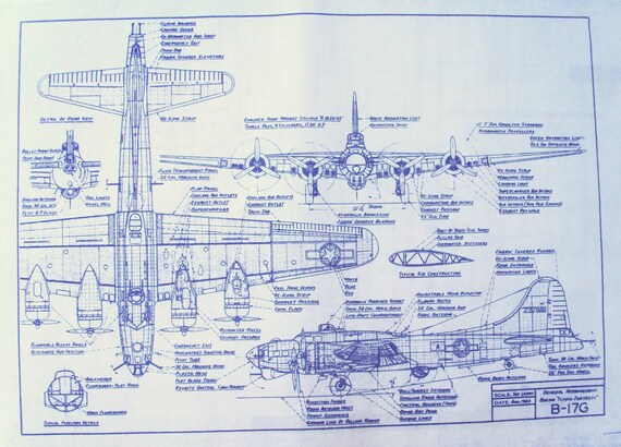 WW II Boeing B-17G Blueprint by BlueprintPlace on Etsy