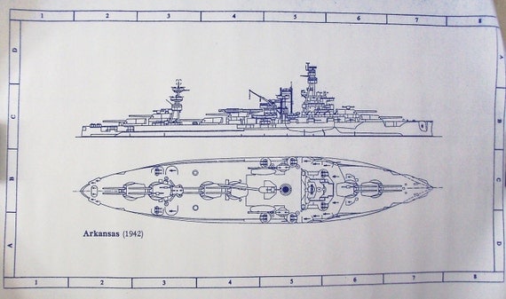 WW II Battleship USS Arkansas Blueprint by BlueprintPlace on Etsy