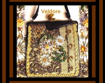 Vintage 1950s Purse Designer Veldore Original Handbag Mad Man Rockabilly Retro Garden Party Collectible
