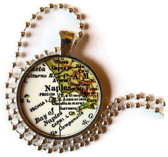 Italian necklace map charm Naples Italy by LocationInspirations