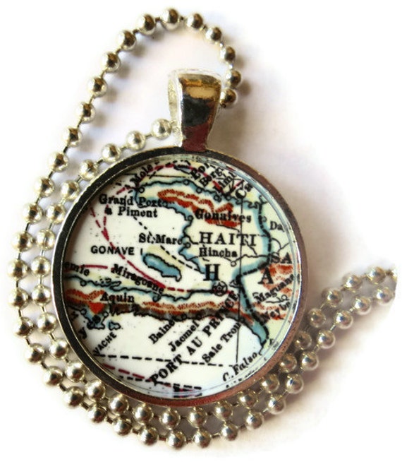 Haiti necklace pendant map charm Haitian by LocationInspirations