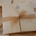 Embossed Wedding Invitation with brown satin ribbon